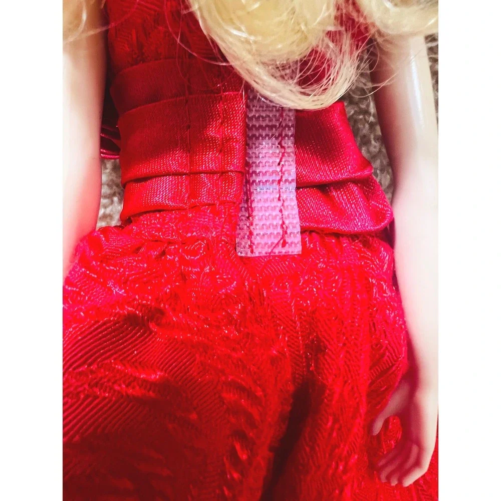 Mattel Barbie 2003 Doll Blonde Red Gown Silver Embroidery Jewelry No Shoes